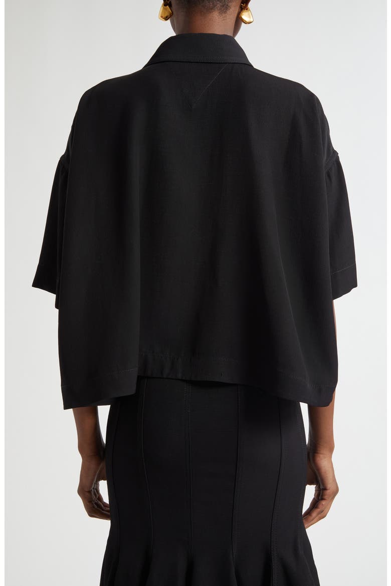 Boxy Crop Button-Up Shirt, Alternate, color, BLACK