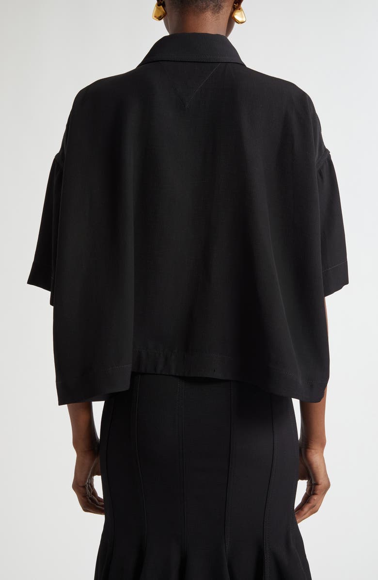 Bottega Veneta Boxy Crop Button-Up Shirt, Alternate, color, Black