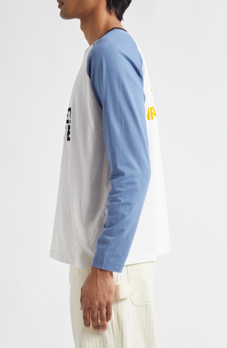 Bode Skater Flocked Baseball T-Shirt, Alternate, color, Blue/ Cream