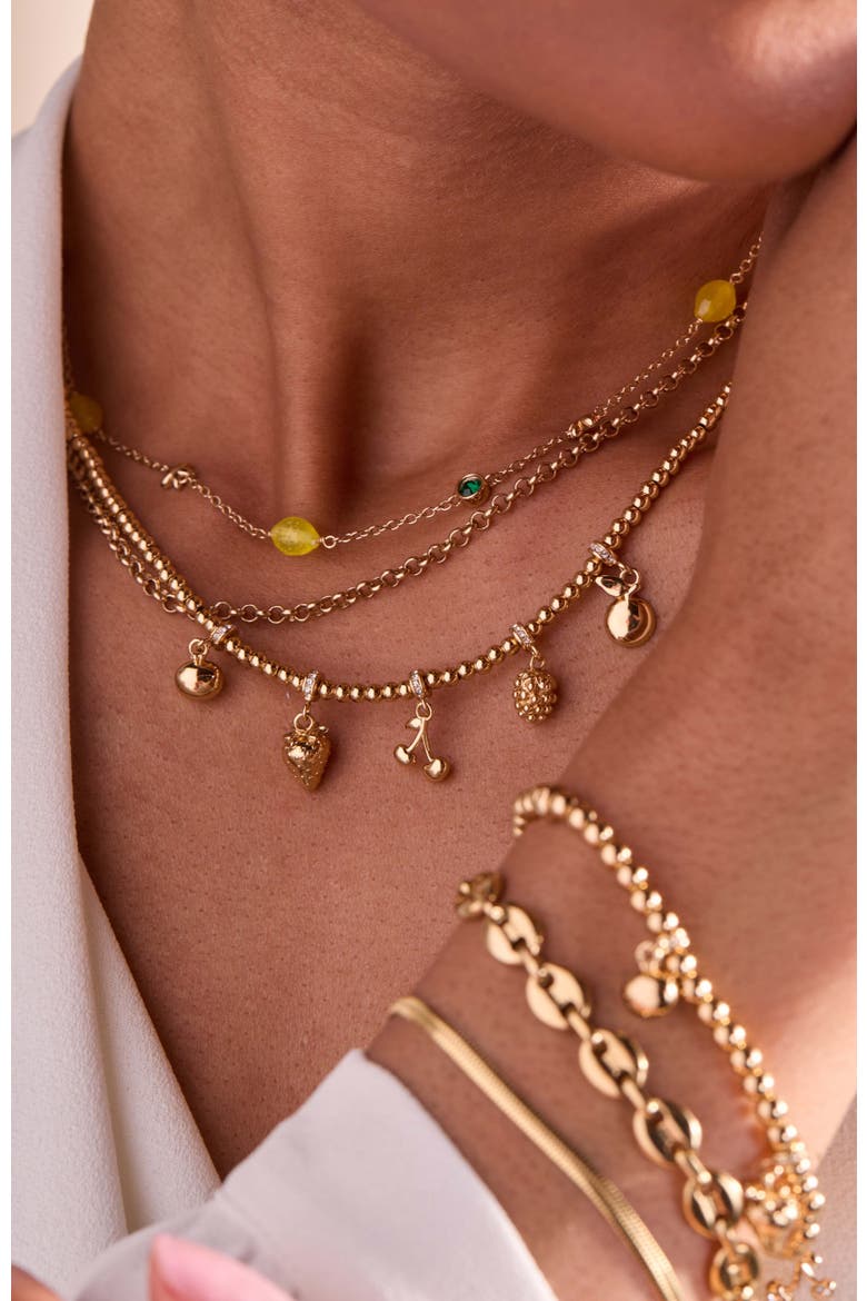 Summer Fruits Charm Necklace, Alternate, color, Gold