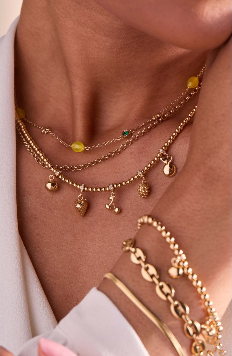 Alex and Ani Summer Fruits Charm Necklace, Alternate, color, Gold