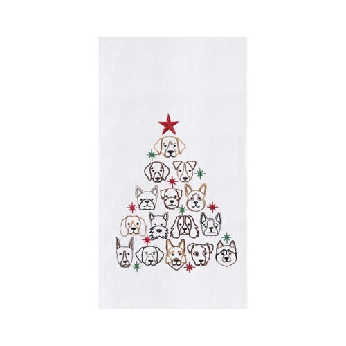 C & F Home C&f Home Dog Face Christmas Tree Christmas Holiday Machine Washable Cotton Flour Sack Kitchen Towel In Multi