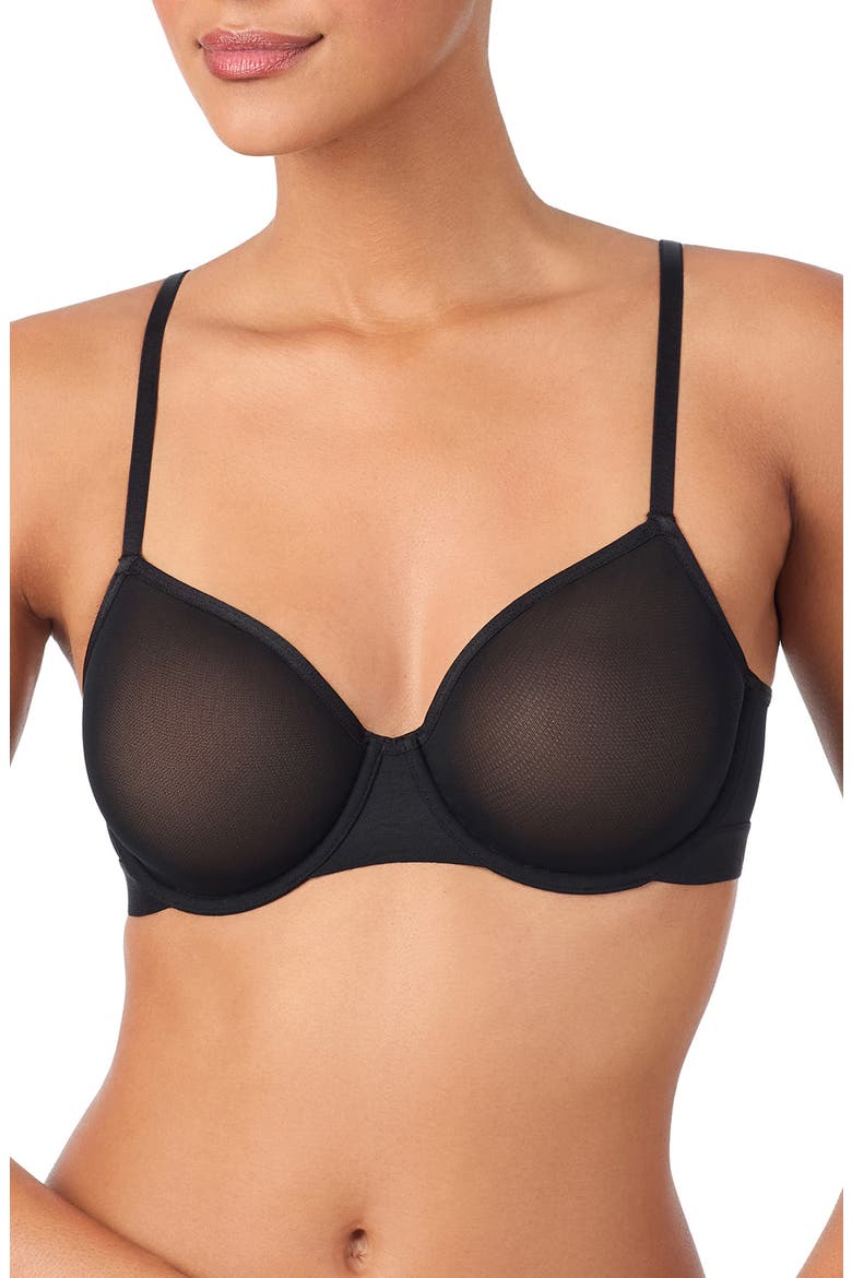Logo Mesh Unlined Underwire Bra, Main, color, BLACK