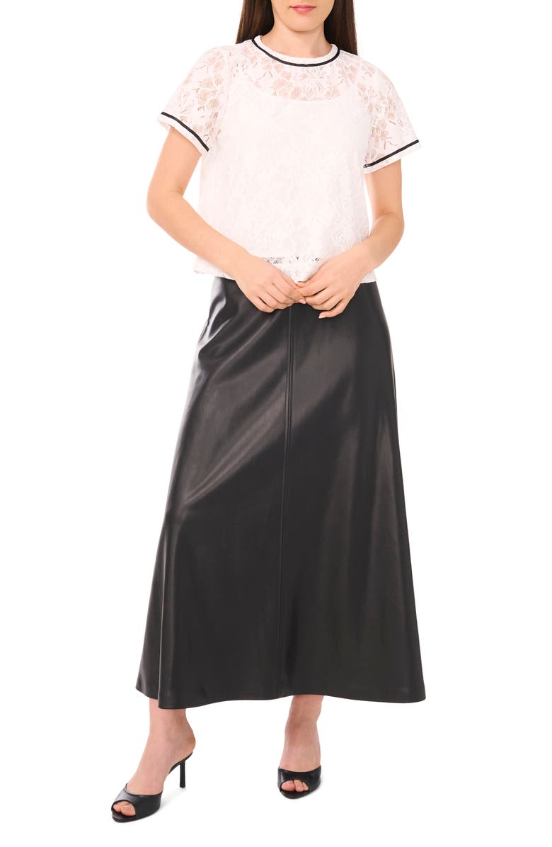 Vince Camuto Lace Crewneck Top, Alternate, color, New Ivory