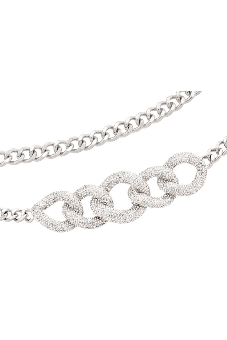 Fancy Curb Link Belt, Alternate, color, Silver Rhine