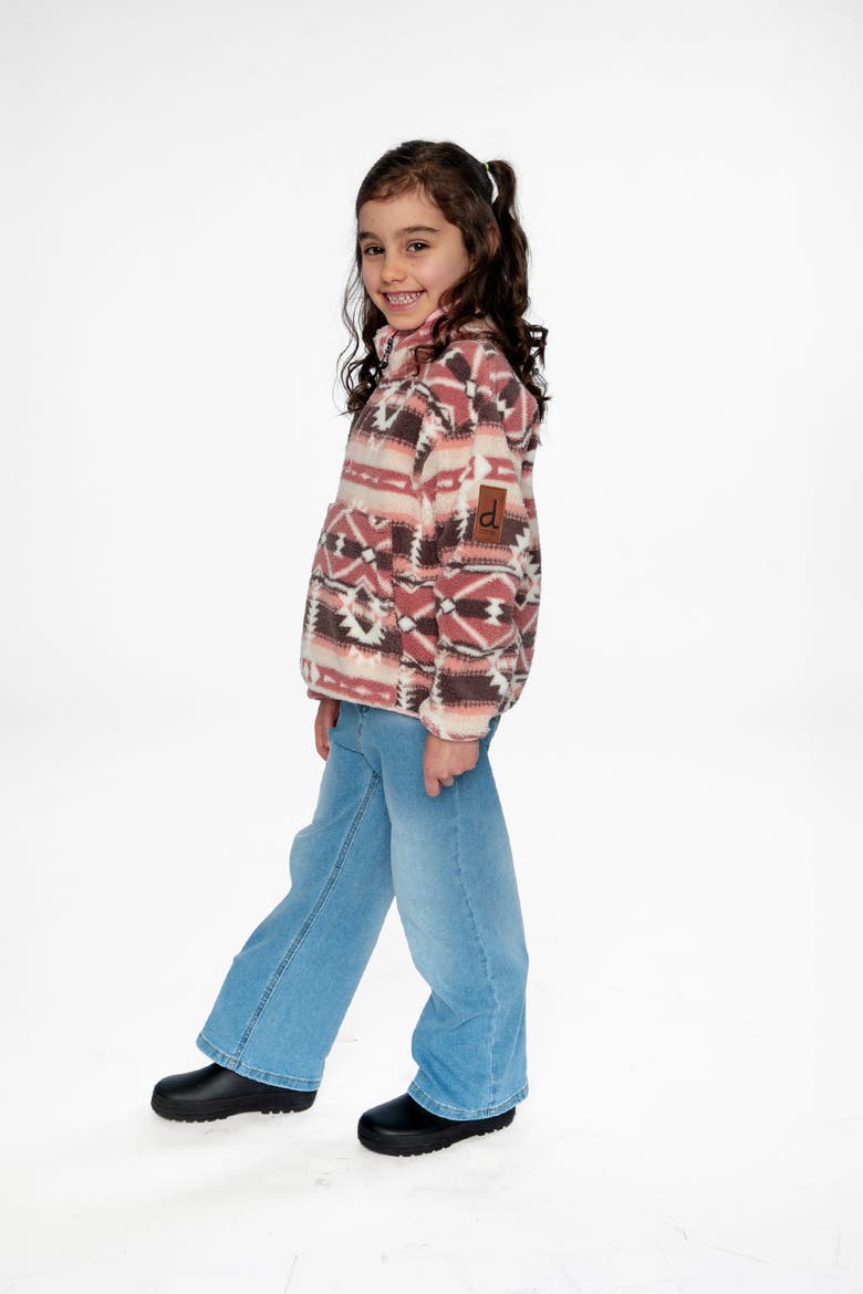 Mid-Season Fleece Half-Zip Kangaroo Pocket Pullover Jacket, Alternate, color, Aztec Pink