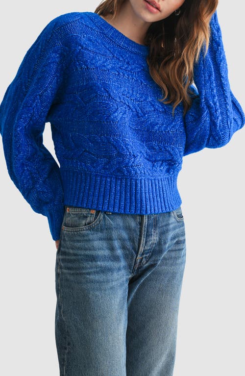 Lush Cable Stitch Sweater In Blue