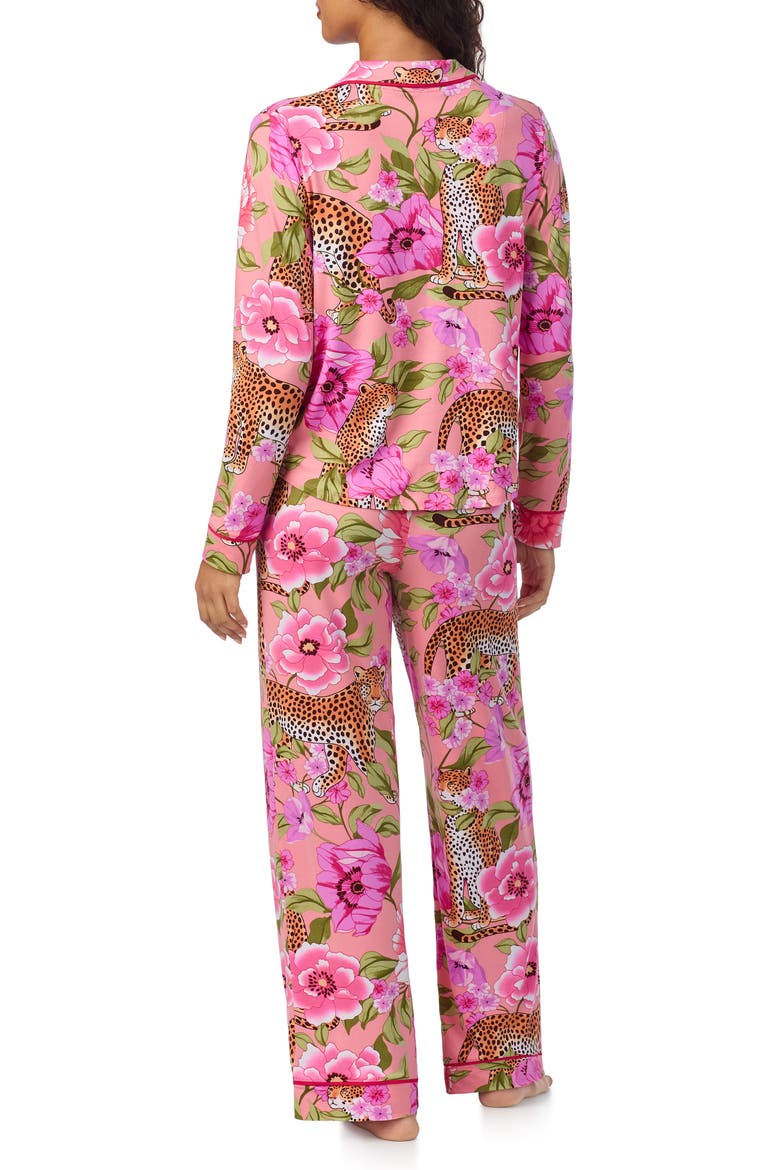 Print Long Sleeve Long Pajamas, Alternate, color, PINK FLORAL MULTI