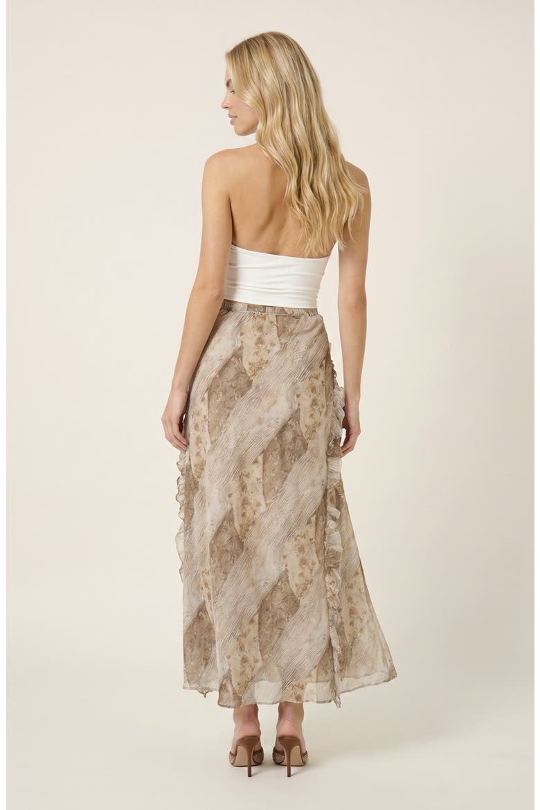 Midi Ruffle Skirt, Alternate, color, Tan