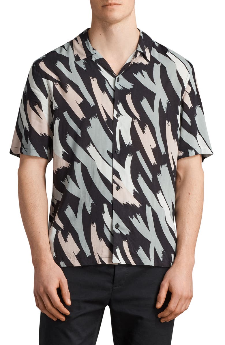 AllSaints Koloa Slim Fit Short Sleeve Sport Shirt, Main, color, 