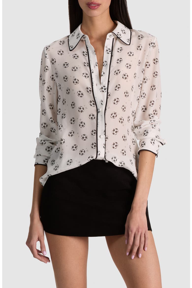 Willa Piped Silk Shirt, Main, color, GO FOR GOLD OFF WHITE