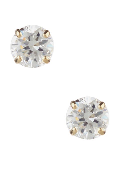 14K Yellow Gold 4mm CZ Stud Earrings