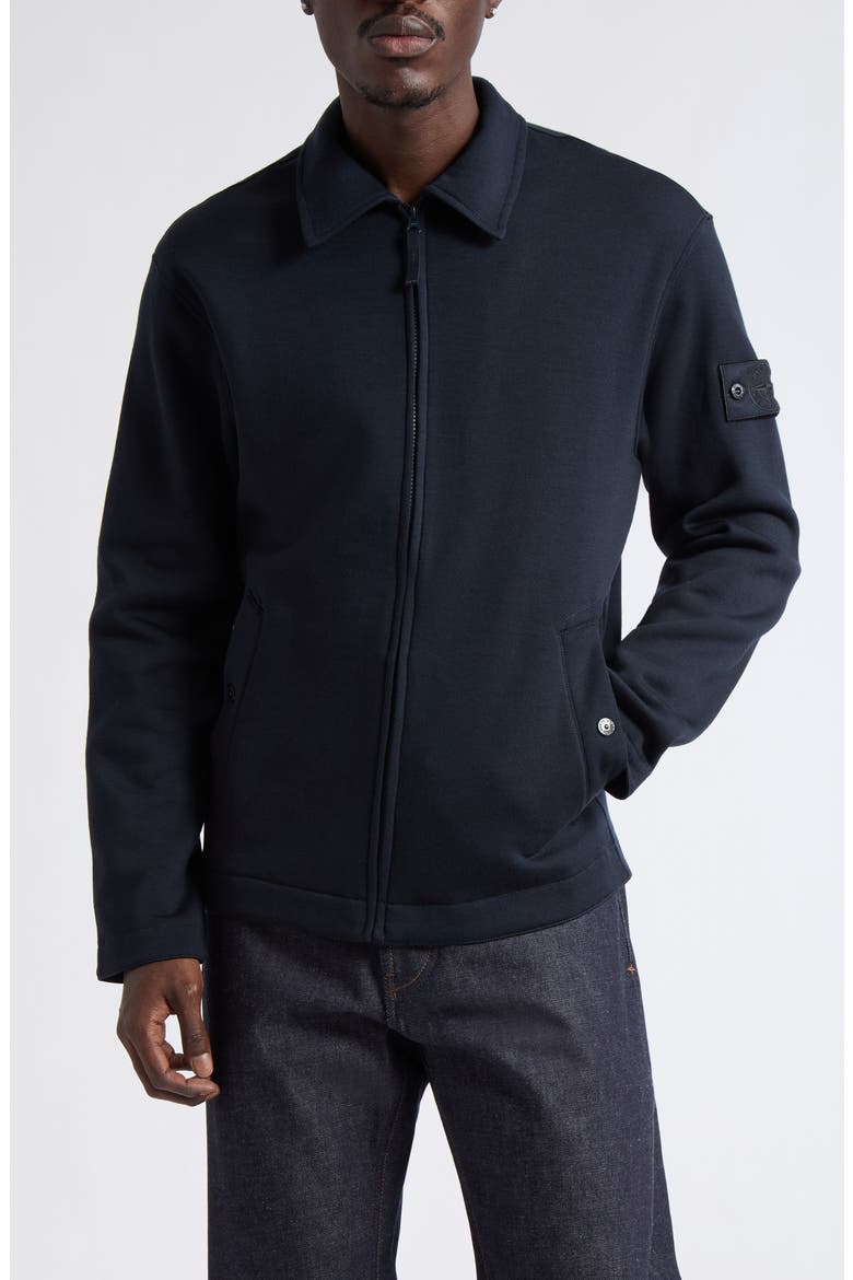 Wool & Cotton Zip Cardigan, Main, color, V0020 NAVY BLUE