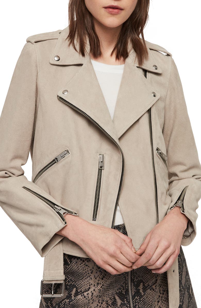 AllSaints Balfern Suede Moto Jacket, Alternate, color, 