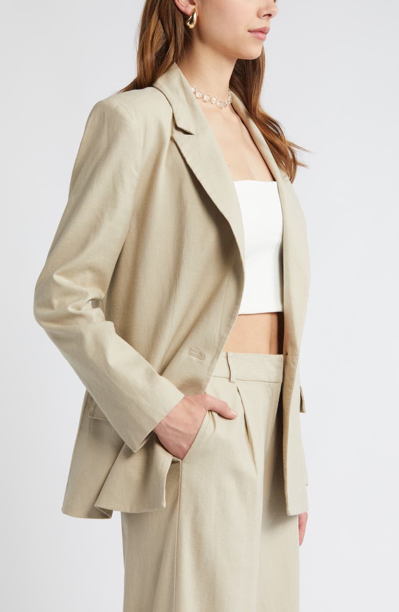 Open Edit Linen Blend Blazer, Alternate, color, 