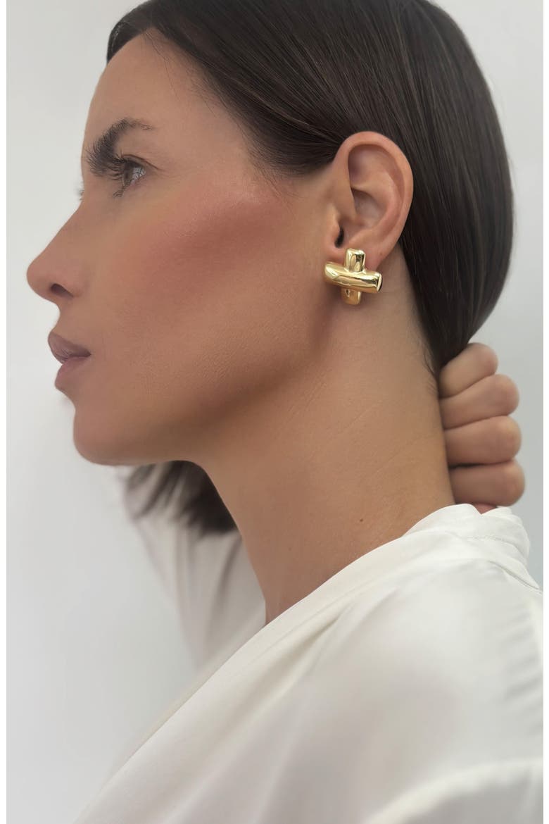 X Statement Earrings, Alternate, color, GOLD