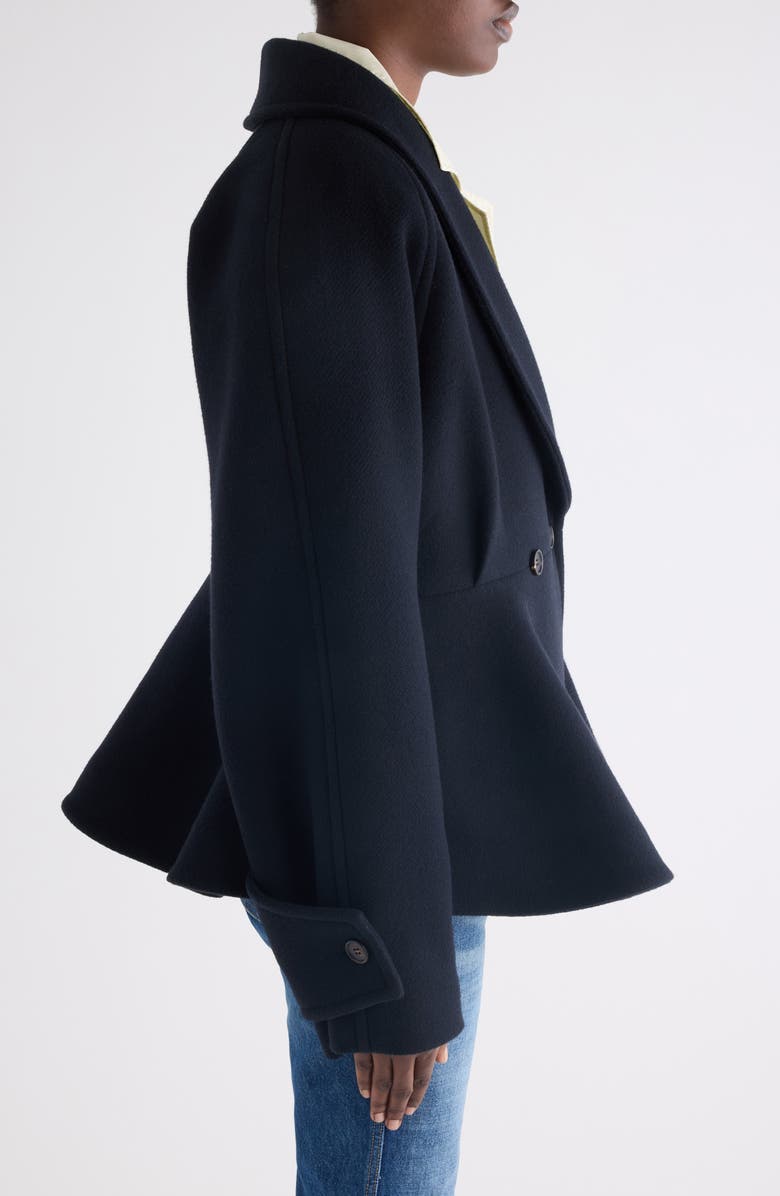 Chloé Double Breasted Wool Blend Peplum Jacket, Alternate, color, Iconic Navy
