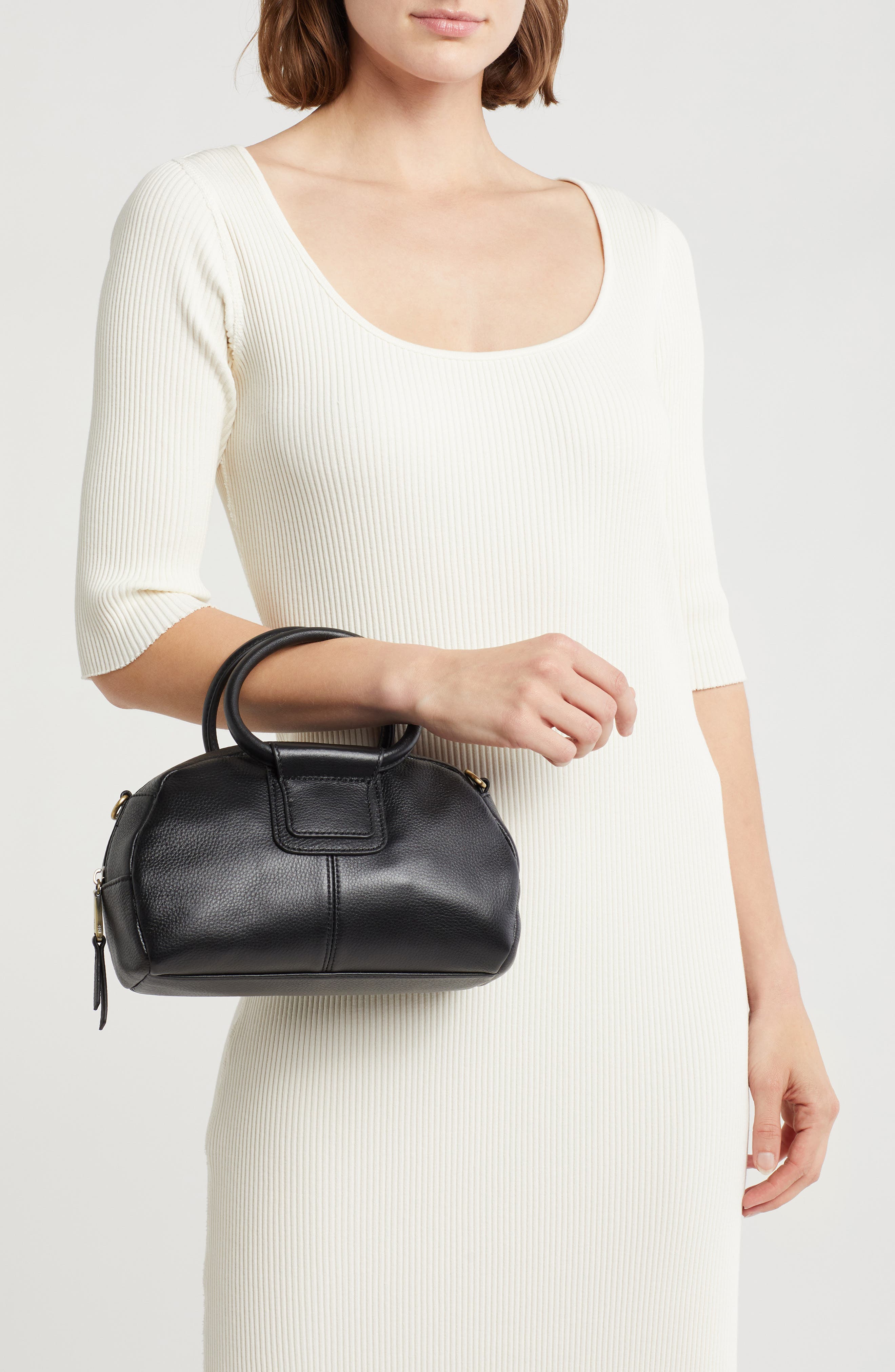 HOBO Sheila Mini Leather Satchel, Alternate, color, Black