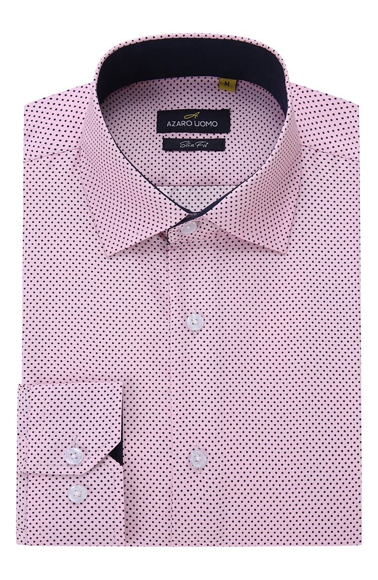 Azaro Uomo Slim Fit Dot Print Performance Dress Shirt, Alternate, color, 