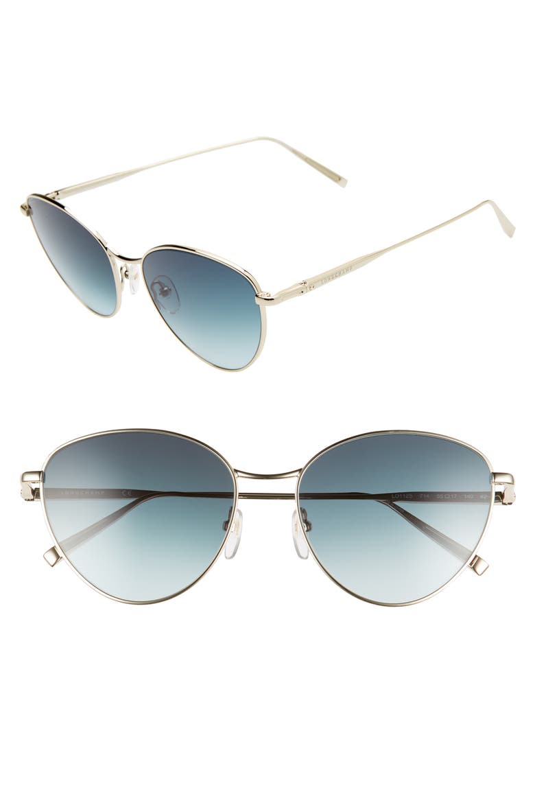 55mm Round Sunglasses, Main, color, GOLD/ GREY GRADIENT