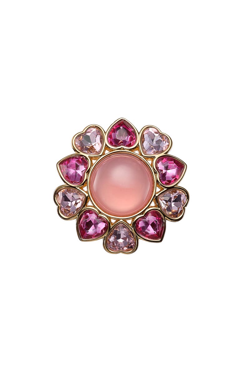 Kurt Geiger London Heart Crystal Cocktail Ring, Alternate, color, Gold/ Pink