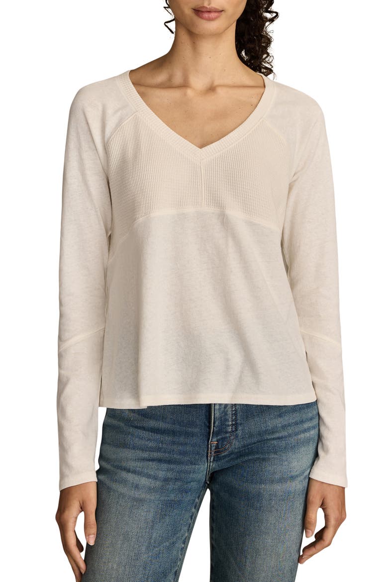 Mixed Waffle Knit Cotton Top, Main, color, WHISPER WHITE