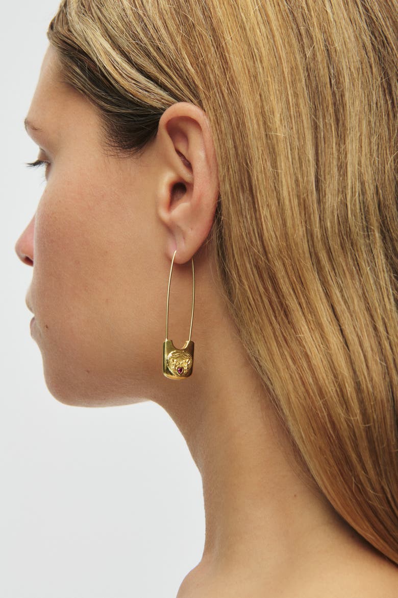 Gold Safety Pin Earrings, Alternate, color, Gold