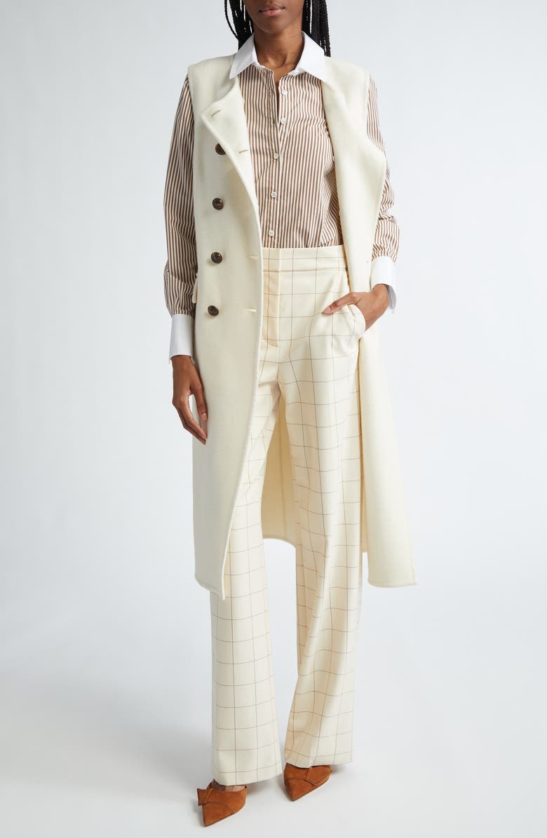 Veronica Beard Tonelli Windowpane Plaid Linen & Cotton Pants, Alternate, color, 