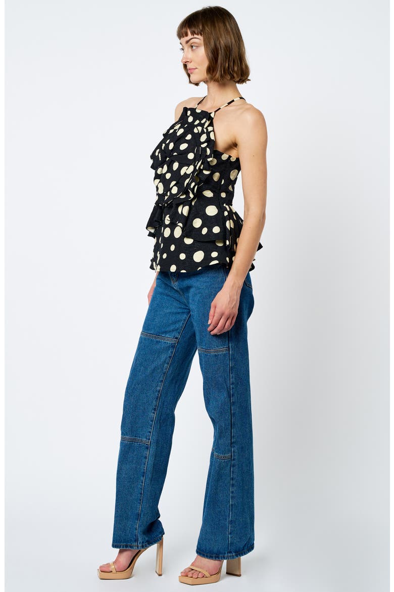 Vietta Ruffle Peplum Camisole, Alternate, color, BLACK
