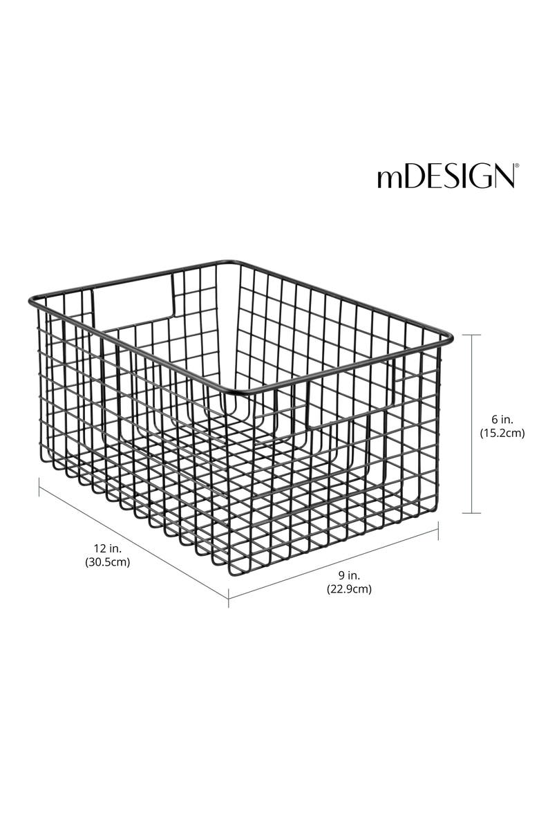 mDesign Metal Wire Food Organizer Basket with Built-In Handles, 12 x 9 x 6 - 4 Pack, Alternate, color, Black