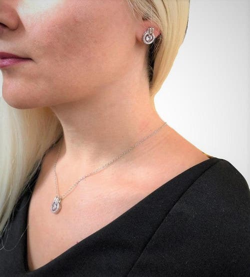 Hollywood Sensation Cubic Zirconia Necklace And Earring Set In Silver