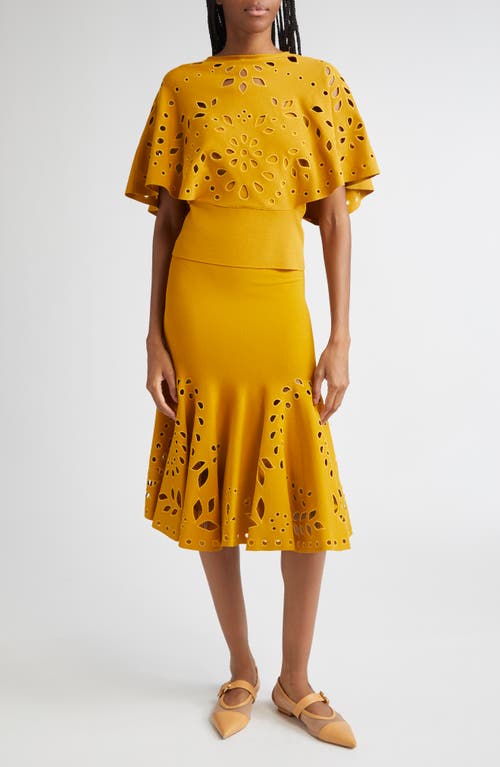 Ulla Johnson Fiorella Eyelet Detail Knit Skirt In Yellow
