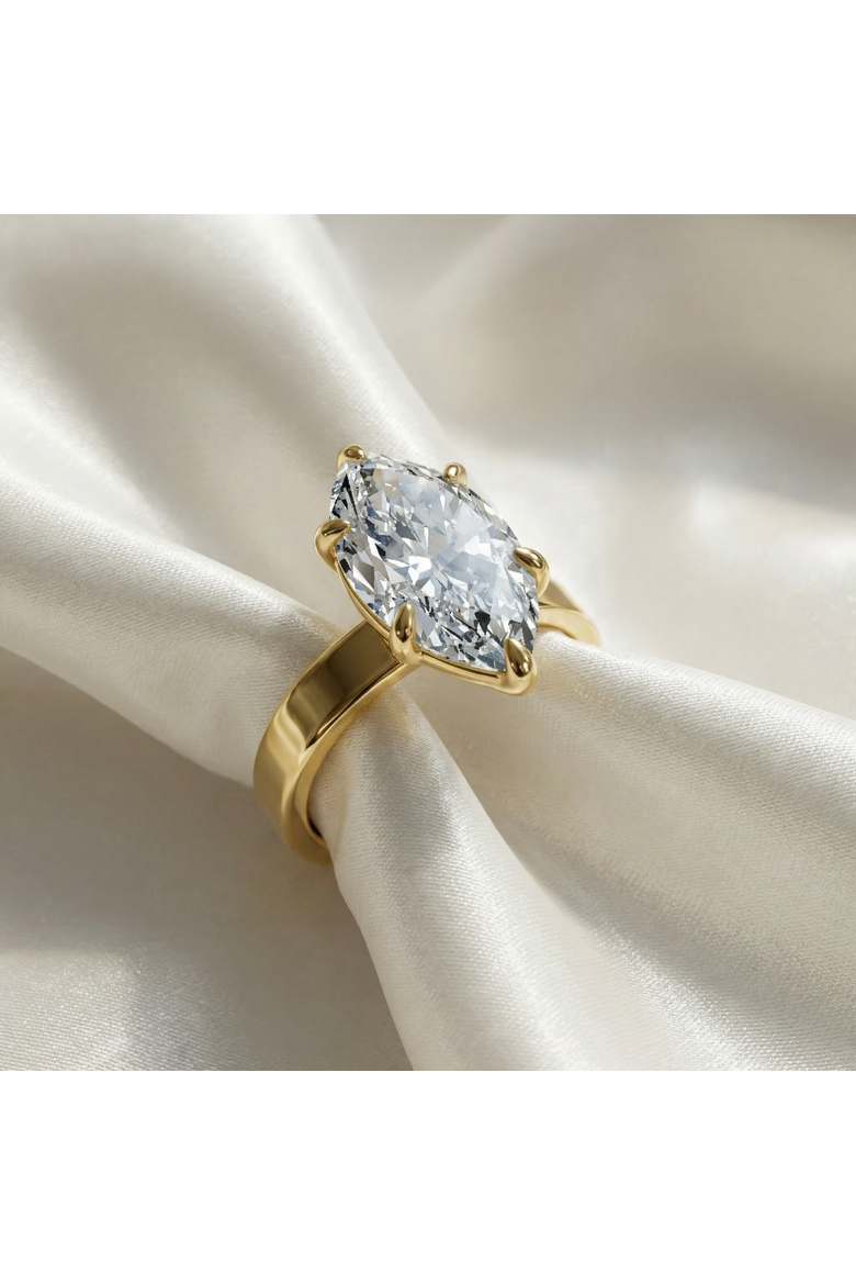 Certified 2Ct Marquise Cut Flat Cigar Band Engagement Ring 14k Gold Lab Grown, Alternate, color, 14k White Gold