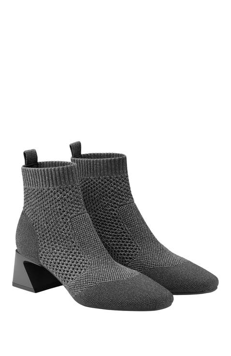 Square-Toe Perforated Heeled Boots (Melissa)