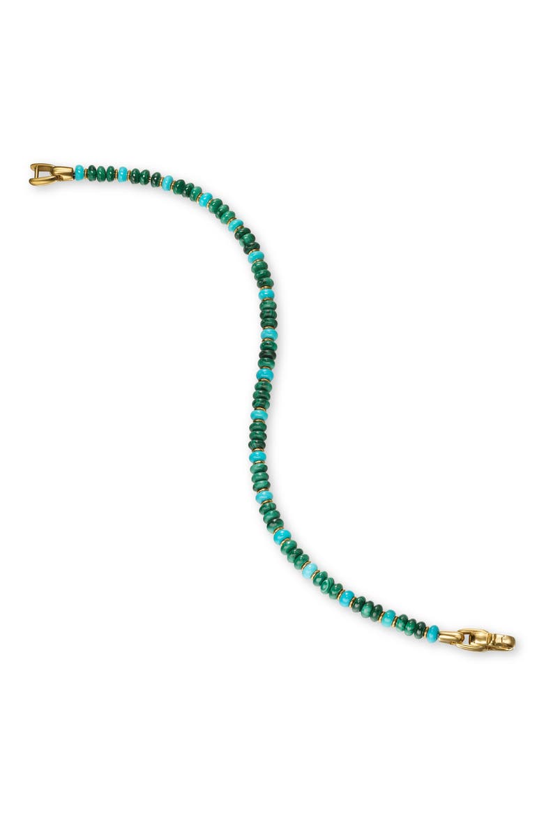 Men's Spiritual Beads Bracelet in 18K Yellow Gold with Malachite and Turquoise, Alternate, color, 18K GOLD