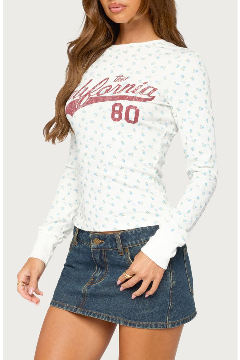 Cali Floral Ribbed Graphic T-Shirt, Alternate, color, WHITE-AND-BLUE