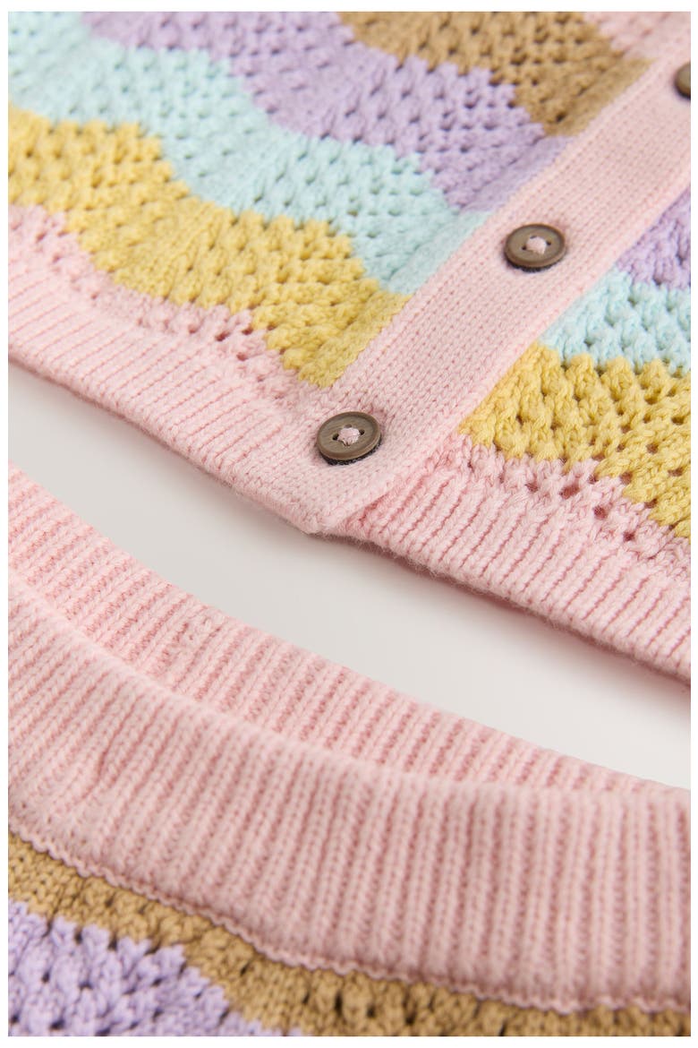 Kids' Wavy Stripe Open Knit Shirt & Pants Set, Alternate, color, PINK MULTI