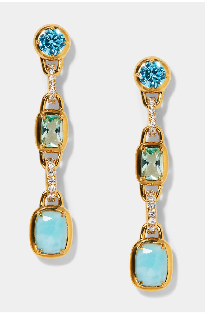 Nadri Cabarete Triple Drop Multi Earrings, Main, color, Gold