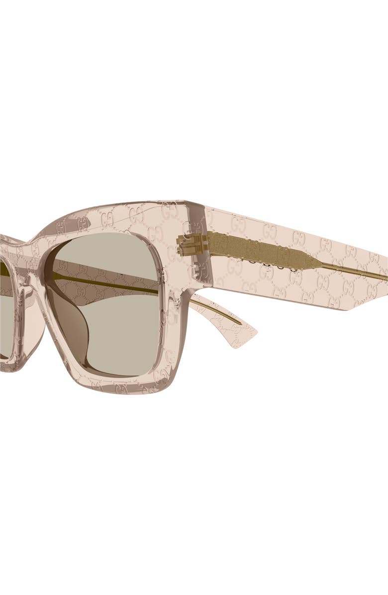 Gucci 52mm Rectangular Sunglasses, Alternate, color, Brown