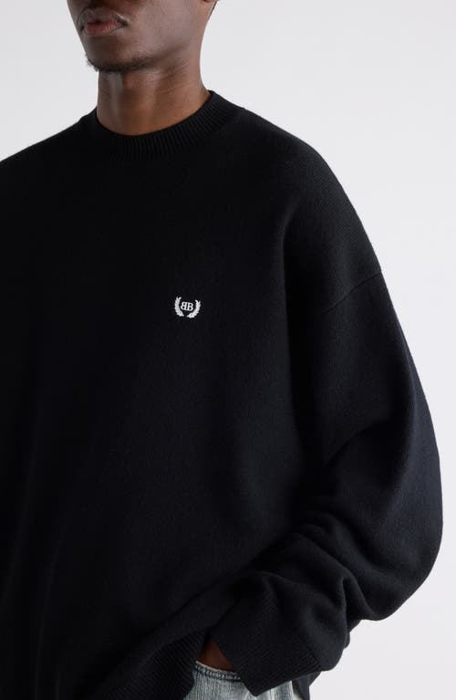 BALENCIAGA BALENCIAGA RELAXED LOGO EMBROIDERED VIRGIN WOOL SWEATER