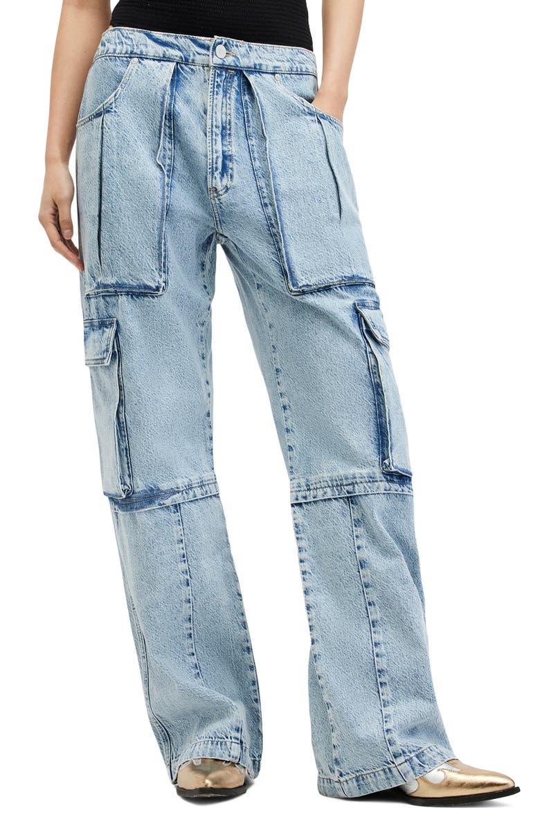 AllSaints Echo Wide Leg Cargo Jeans, Main, color, 