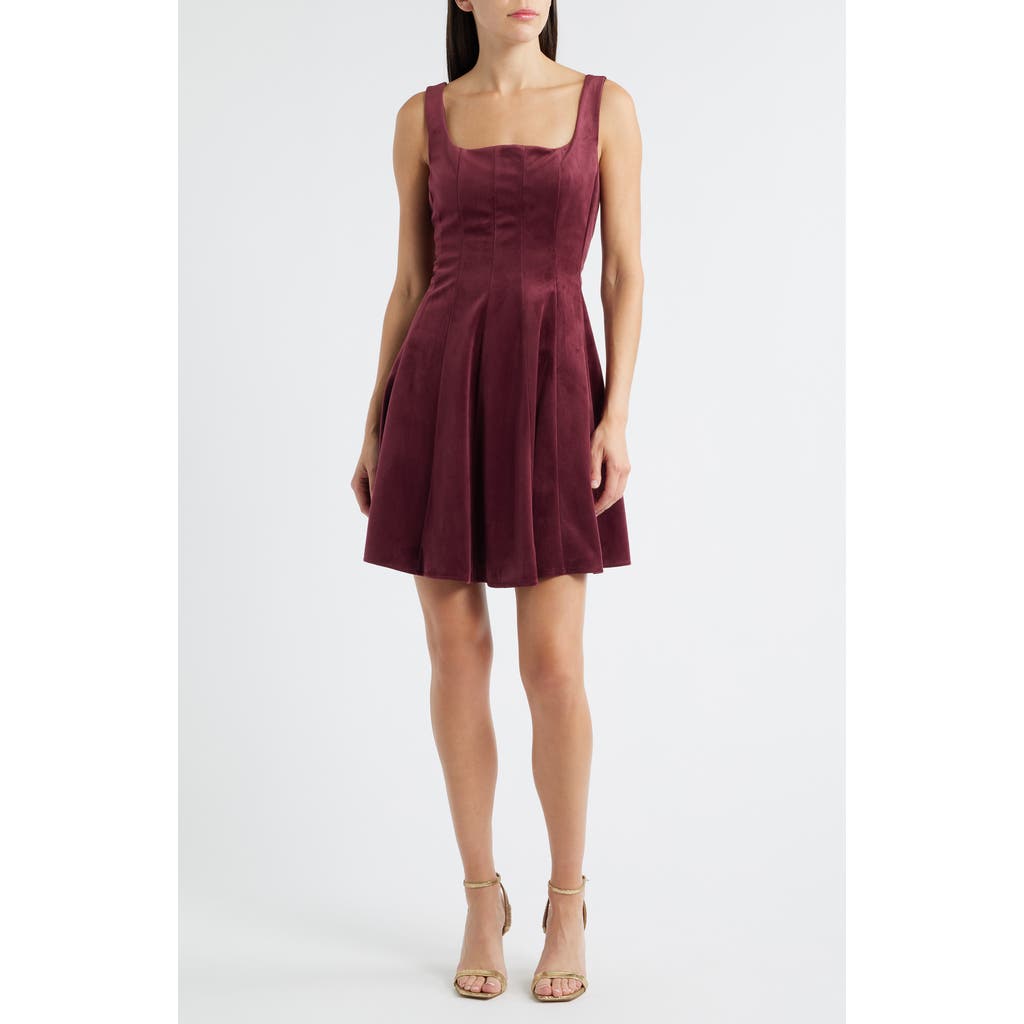 Sam Edelman Velvet Fit & Flare Dress In Brown