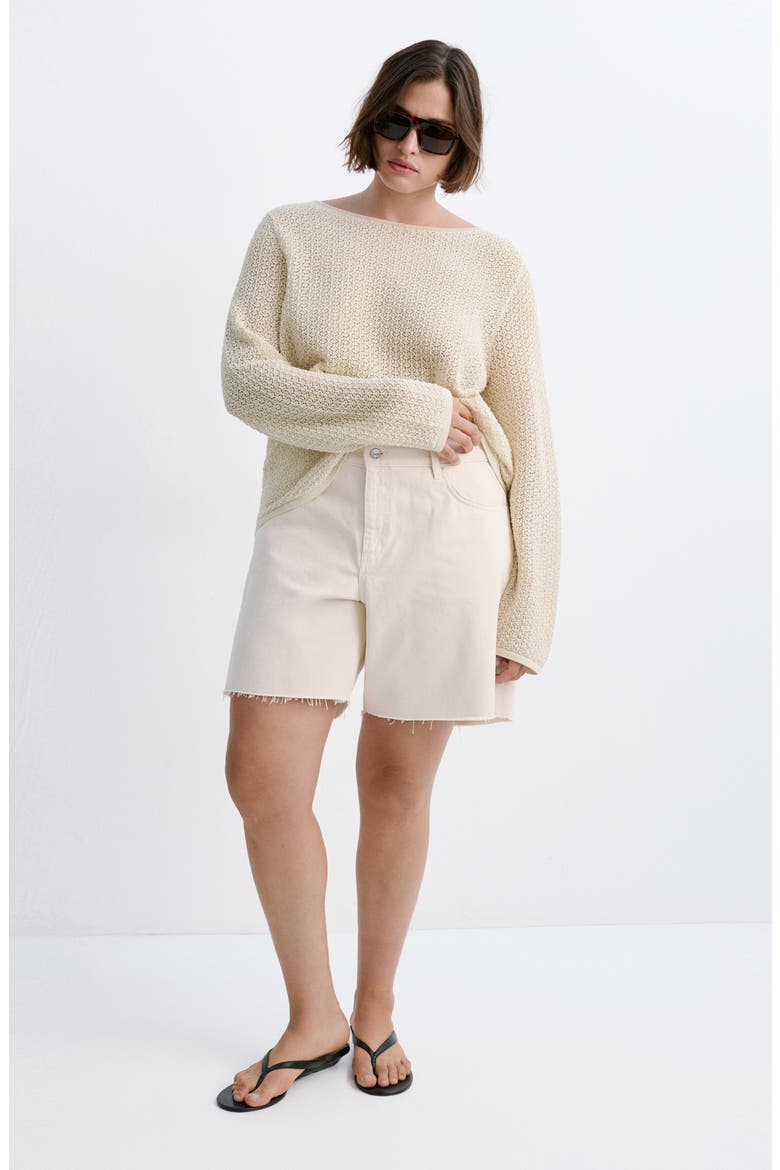 Open Knit Crewneck Sweater, Alternate, color, GOLD