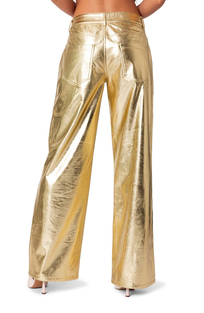 EDIKTED Metallic Faux Leather Pants, Alternate, color,