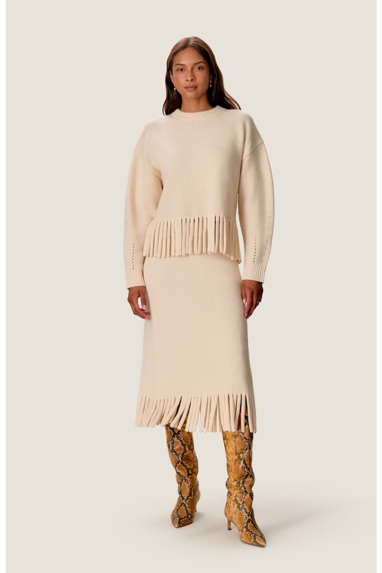 Emelia Fringe Sweater Skirt, Main, color, Alabaster