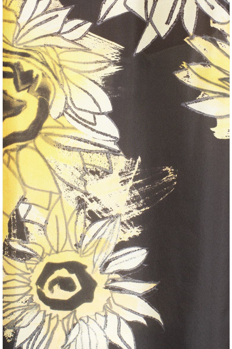 'Amanda' Floral Print Silk Shift Dress, Alternate, color, BLACK PRINT