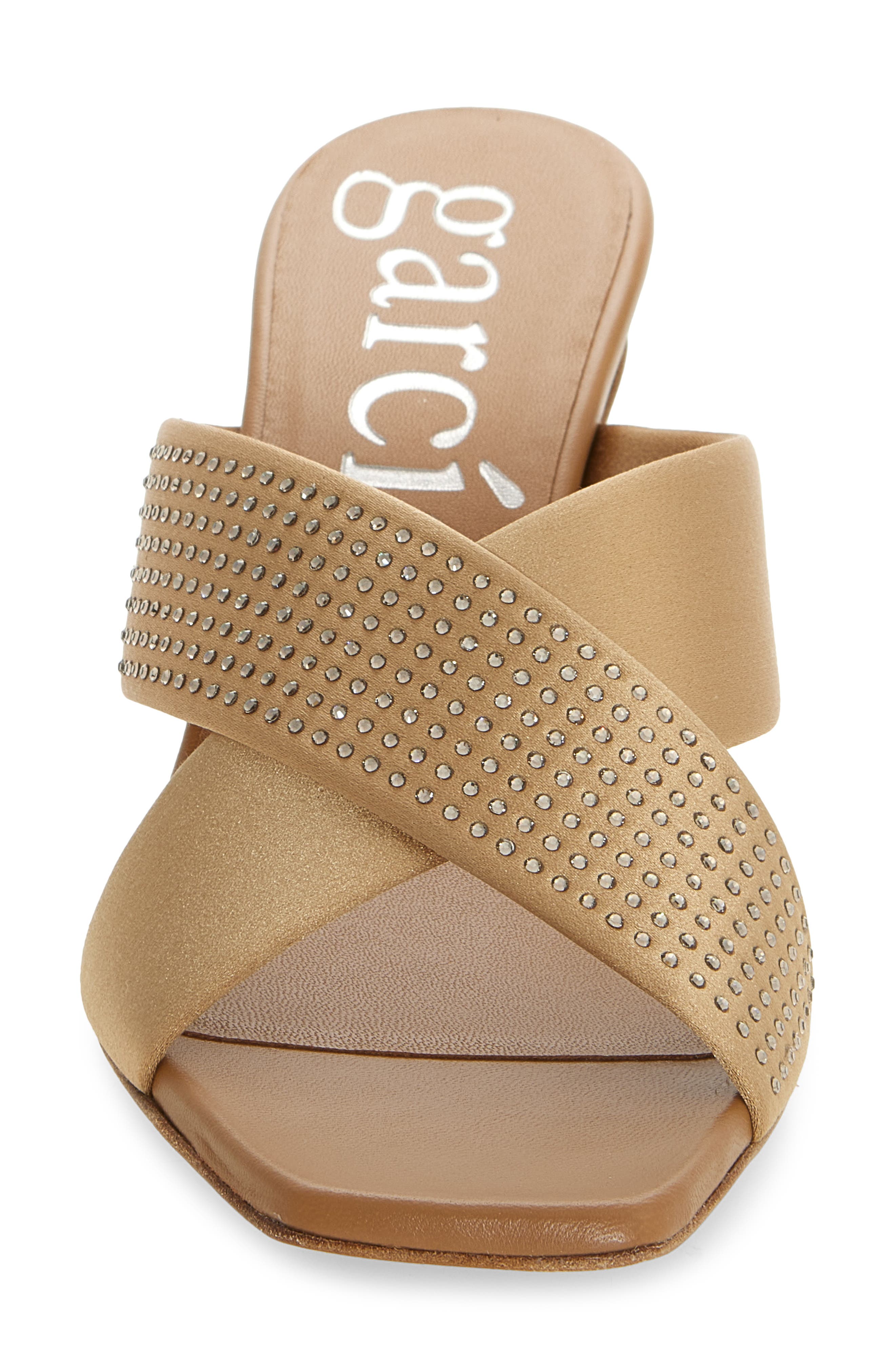 Idonna Crystal Studded Sandal, Alternate, color, BRULEE SATIN