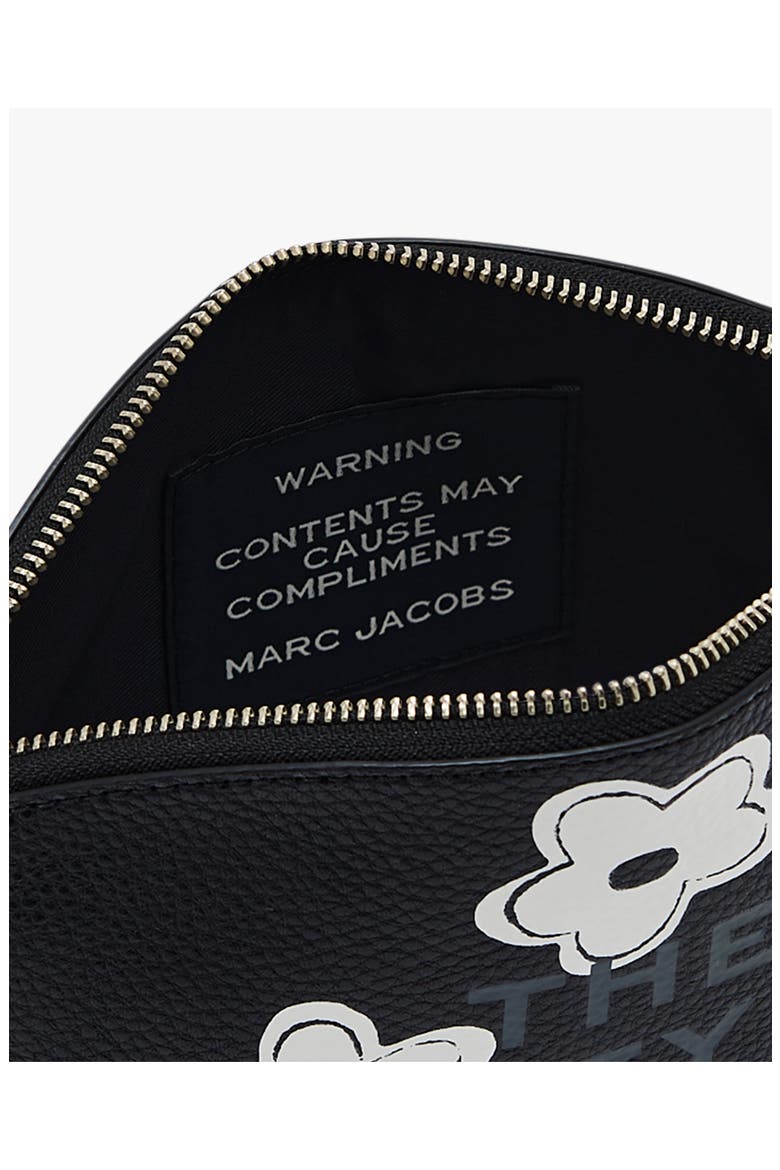 The Daisy Leather Beauty Bag, Alternate, color, BLACK/WHITE