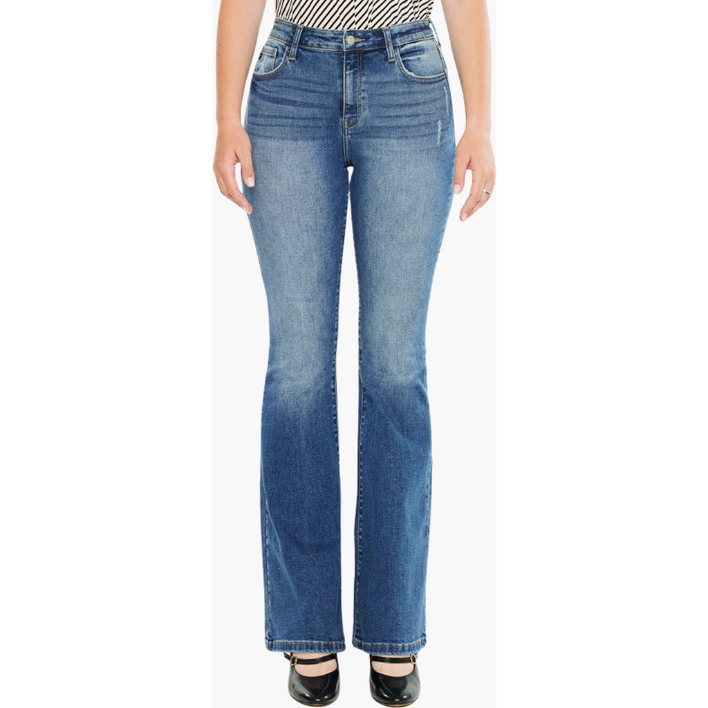 Kancan Tana Essentials High Rise Wide Flare Jeans In Blue