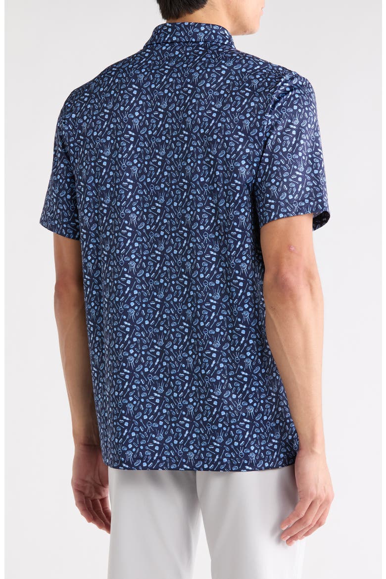 Short Sleeve BBQ Printed Polo, Alternate, color, PEACOAT